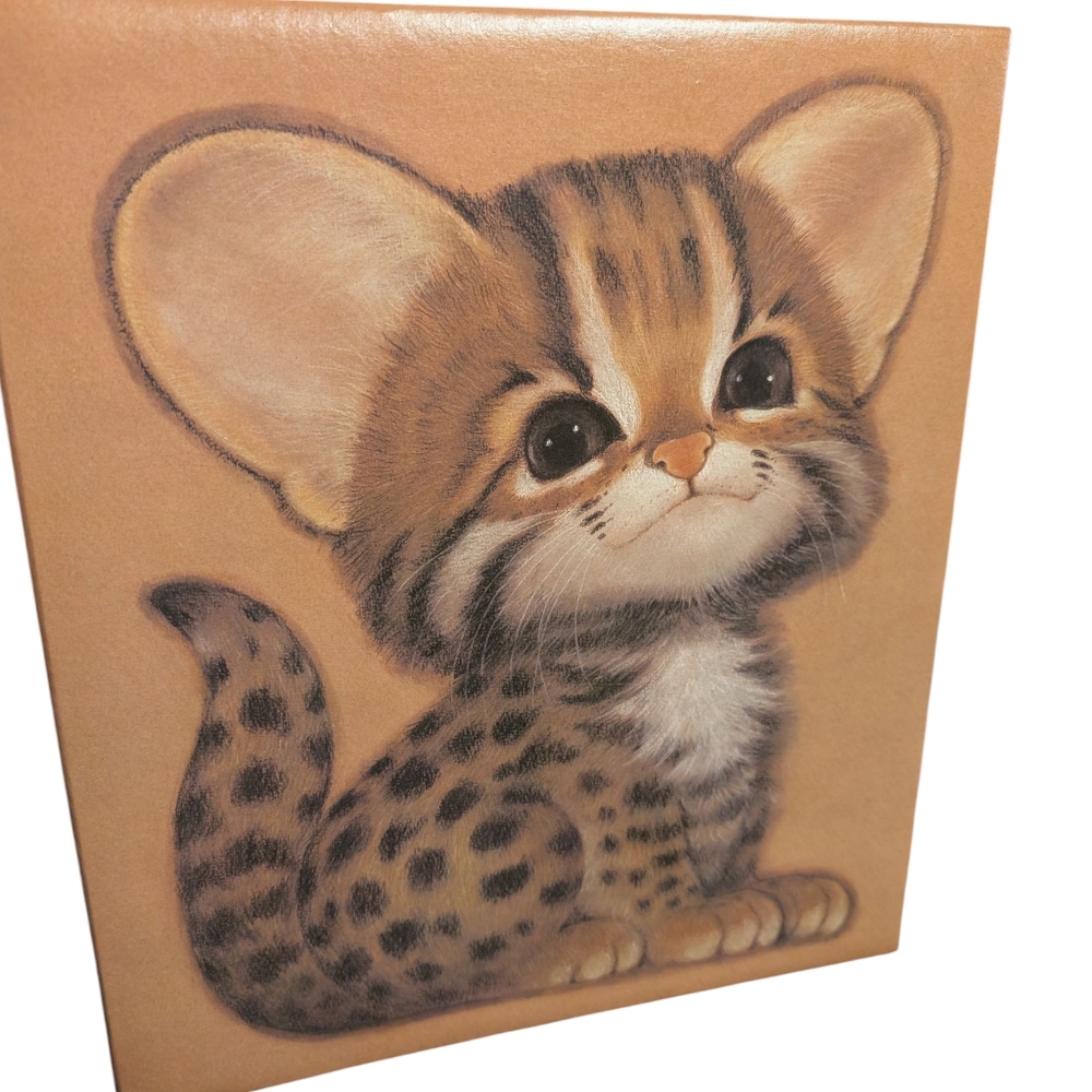 70s Vintage Hallmark Photo Album Cat Leopard Cub‎ Large Scrapbook